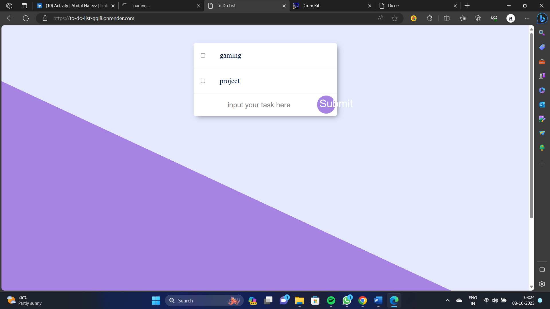 To Do List webpage 
